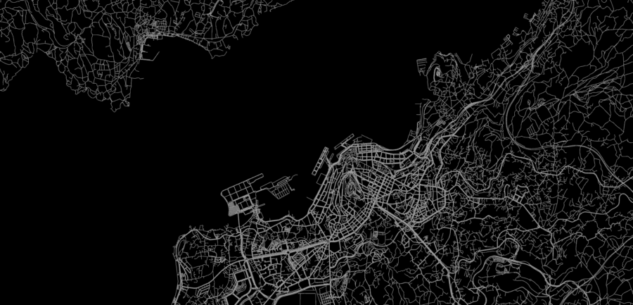 O mapa da cidade de Vigo con todas as estradas urbanas.